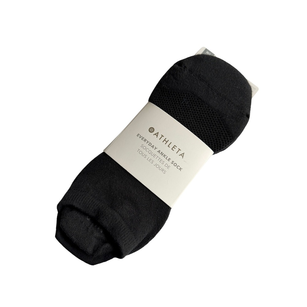 New Athleta Everyday Ankle Sock Size M/L Black 3 Pairs Cotton Blend